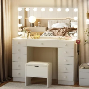Coiffeuse avec Miroir & Rangement – Image 1