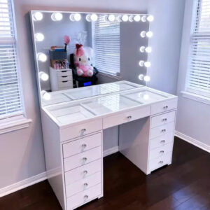 Coiffeuse avec Miroir & Rangement – Image 2