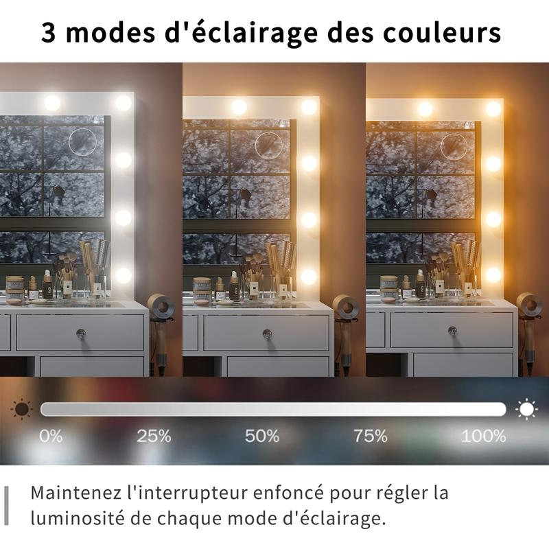 Coiffeuse avec Miroir & Rangement