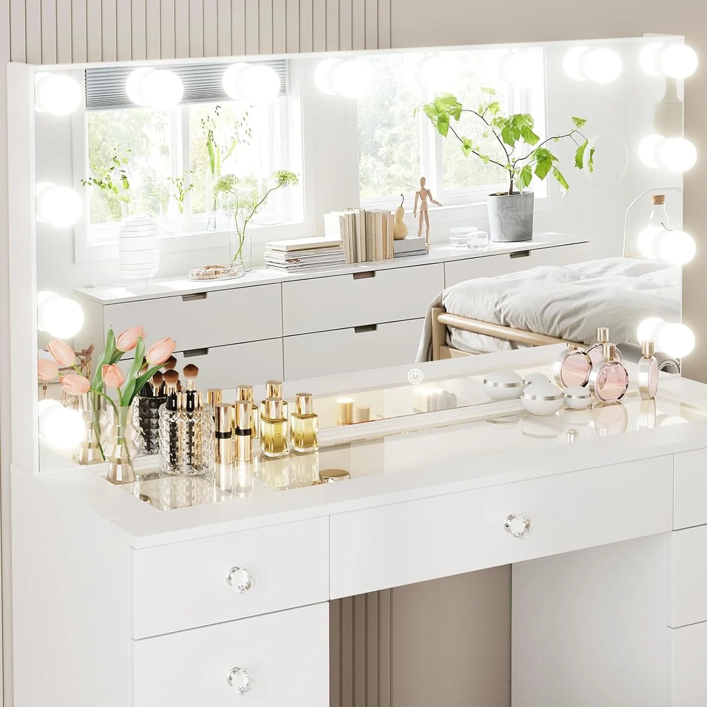 Coiffeuse avec Miroir & Rangement – Image 6